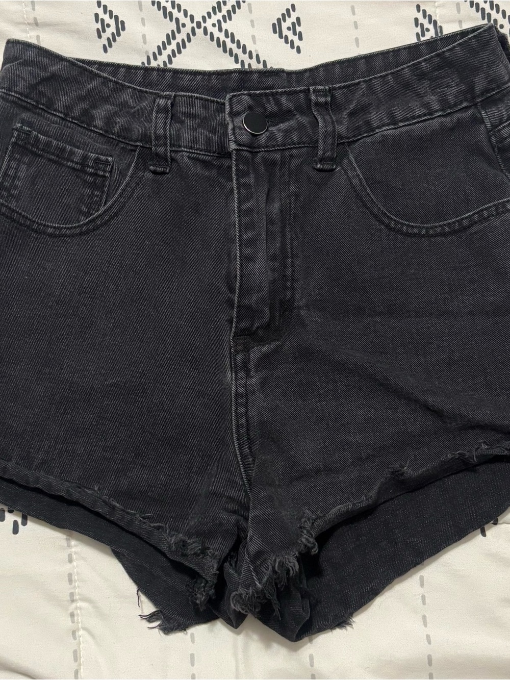 SHEIN Washed Black High-Rise Denim Shorts